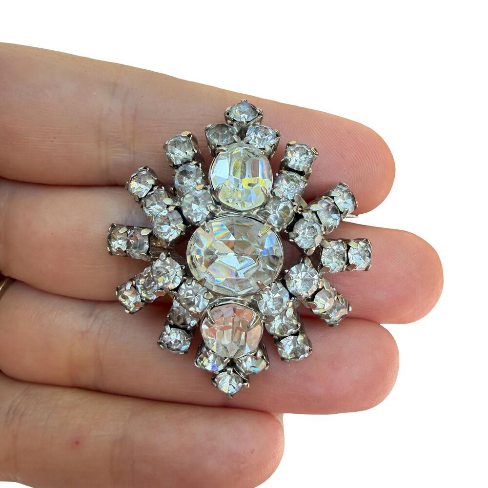 Vintage Rhinestone Cluster Brooch Bling Pin